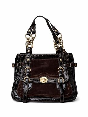 Coach Legacy Garcia Brown Patent Leather Suede Satchel Tote Bag 12710